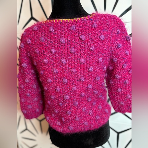 Adrienne Vittadini for Neiman Marcus Vintage Pink Sweater w/ Purple Pom Pom’s - Picture 6 of 11
